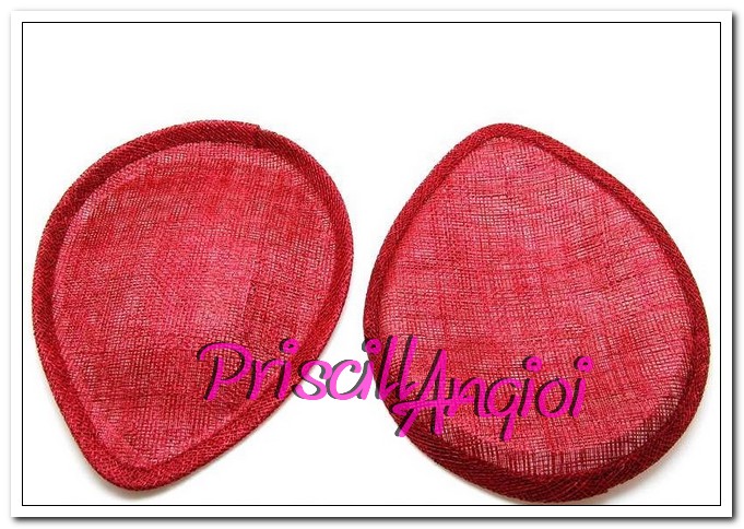 Base sinamay para tocado LAGRIMA 17x14 cm(2cm alto) BURDEOS - Haga un click en la imagen para cerrar